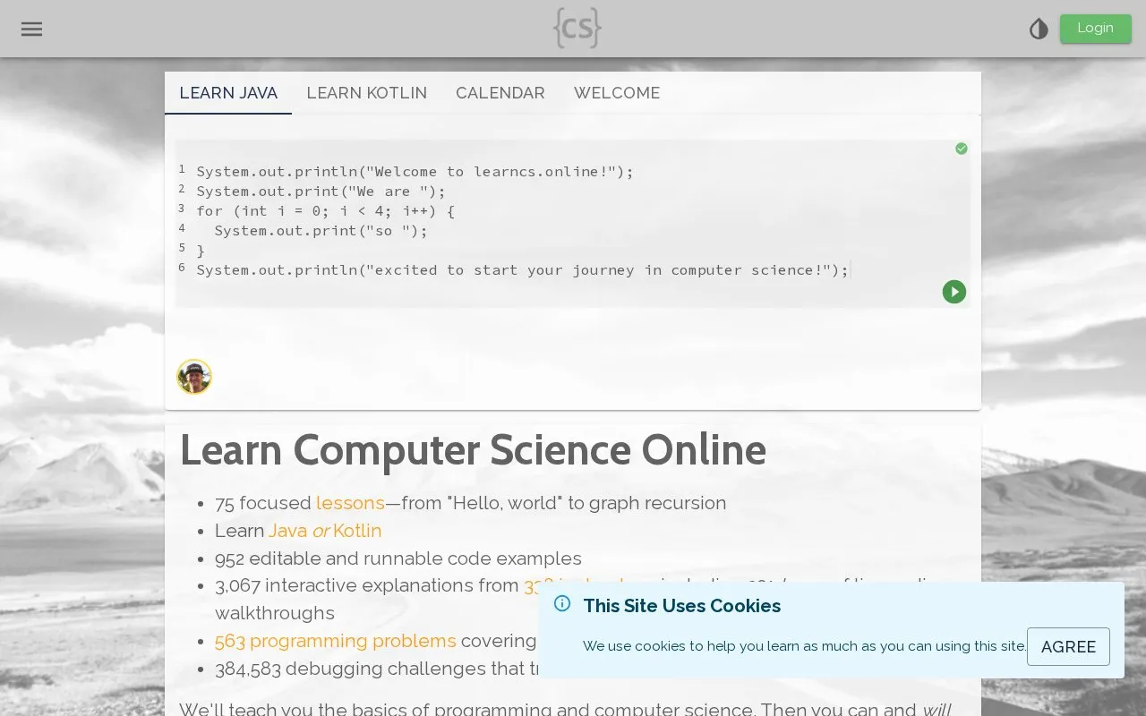 learncs.online homepage screenshot