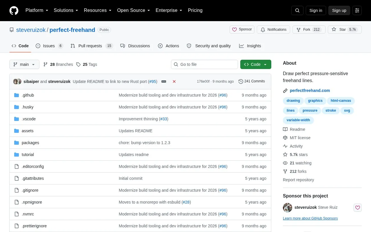 Perfect Freehand homepage screenshot