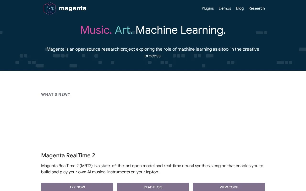Google Magenta homepage screenshot