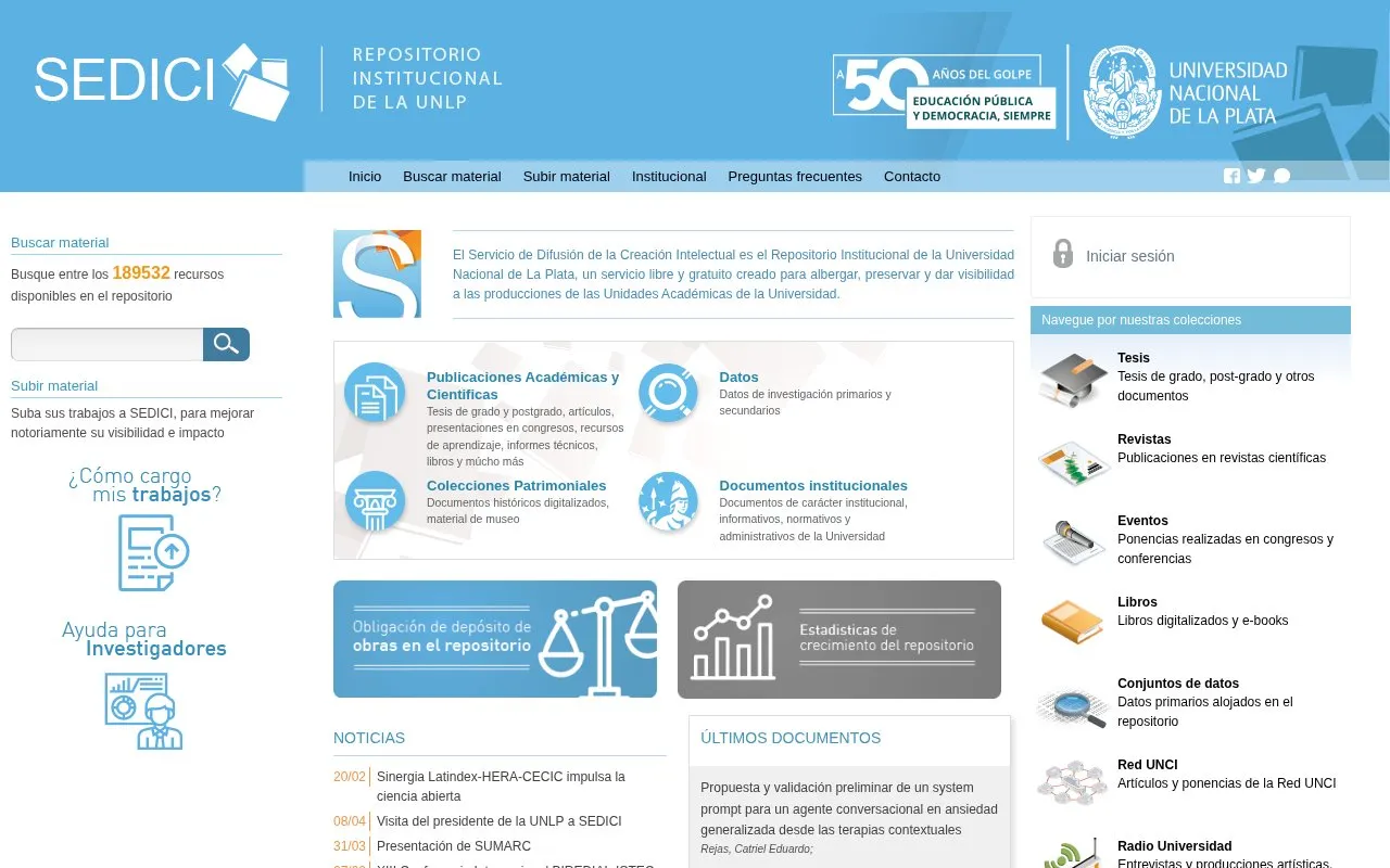 SEDICI homepage screenshot