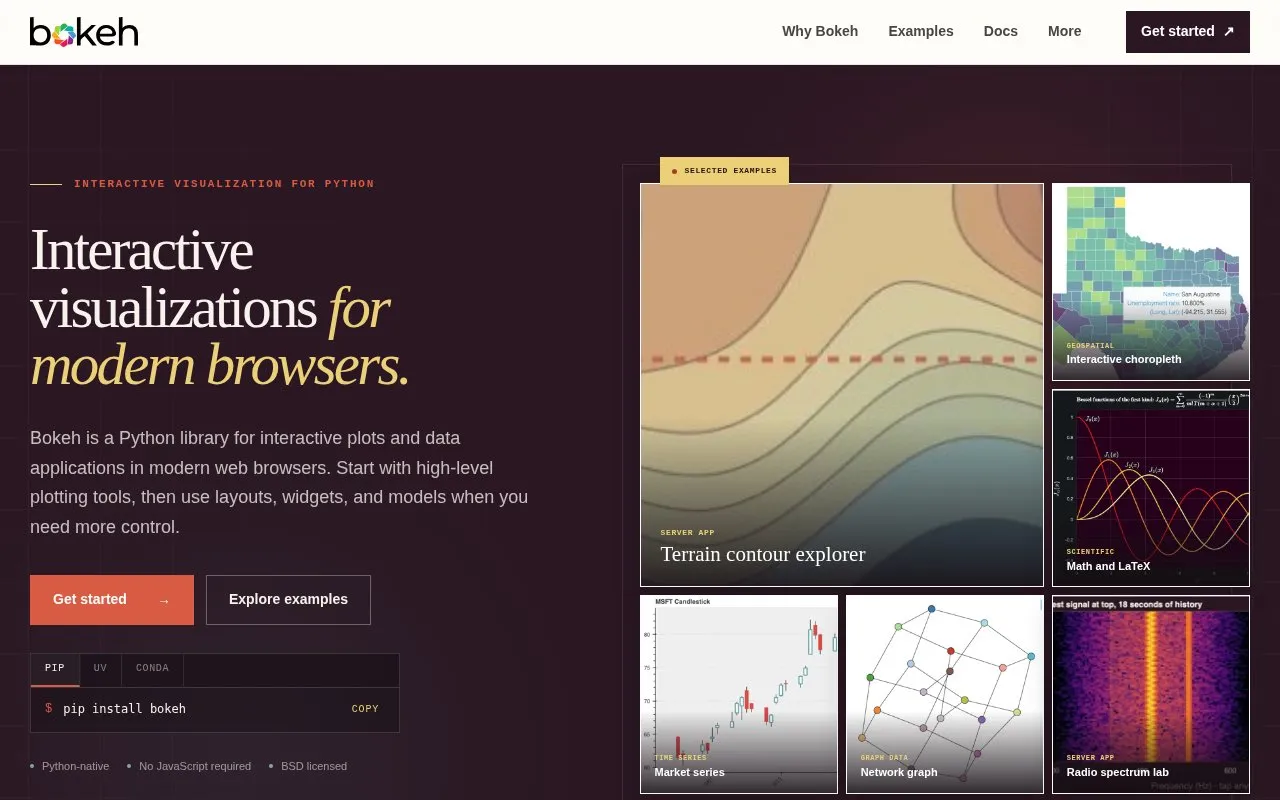 bokeh homepage screenshot