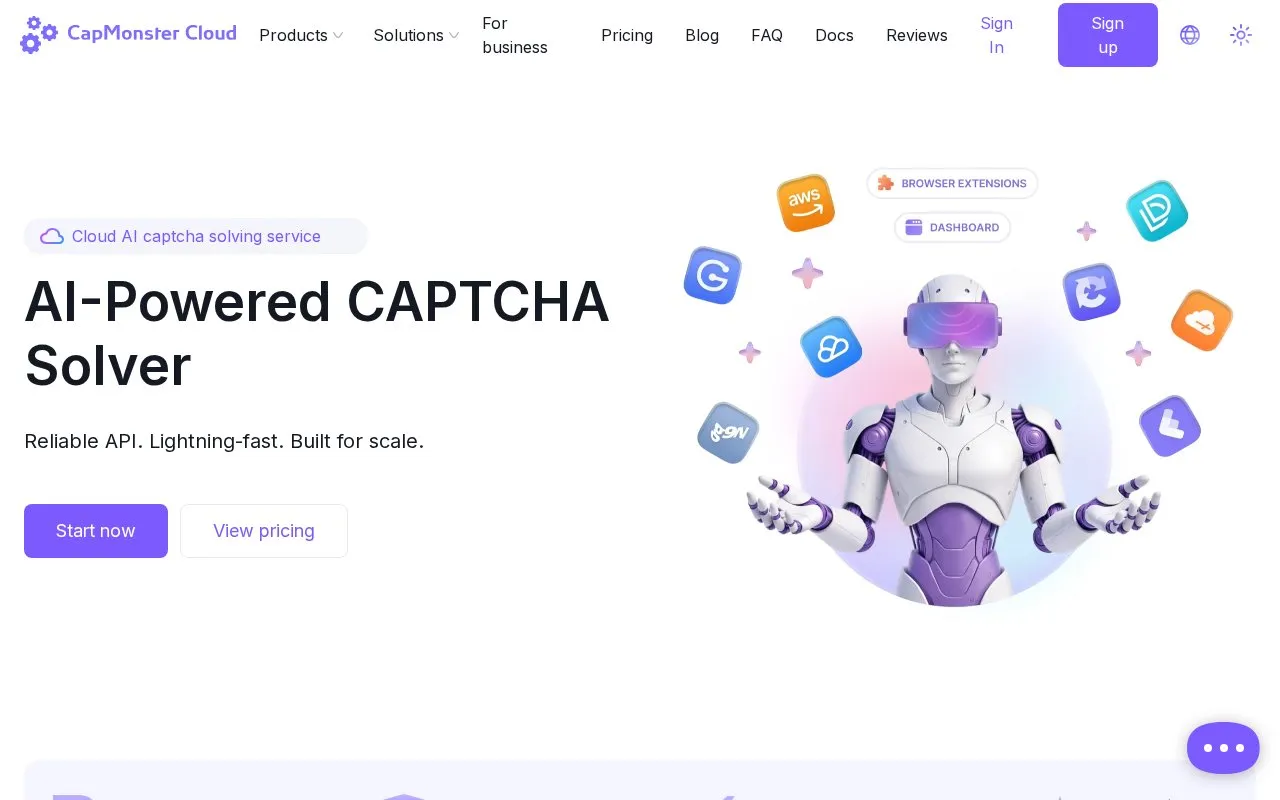 CapMonster Cloud homepage screenshot
