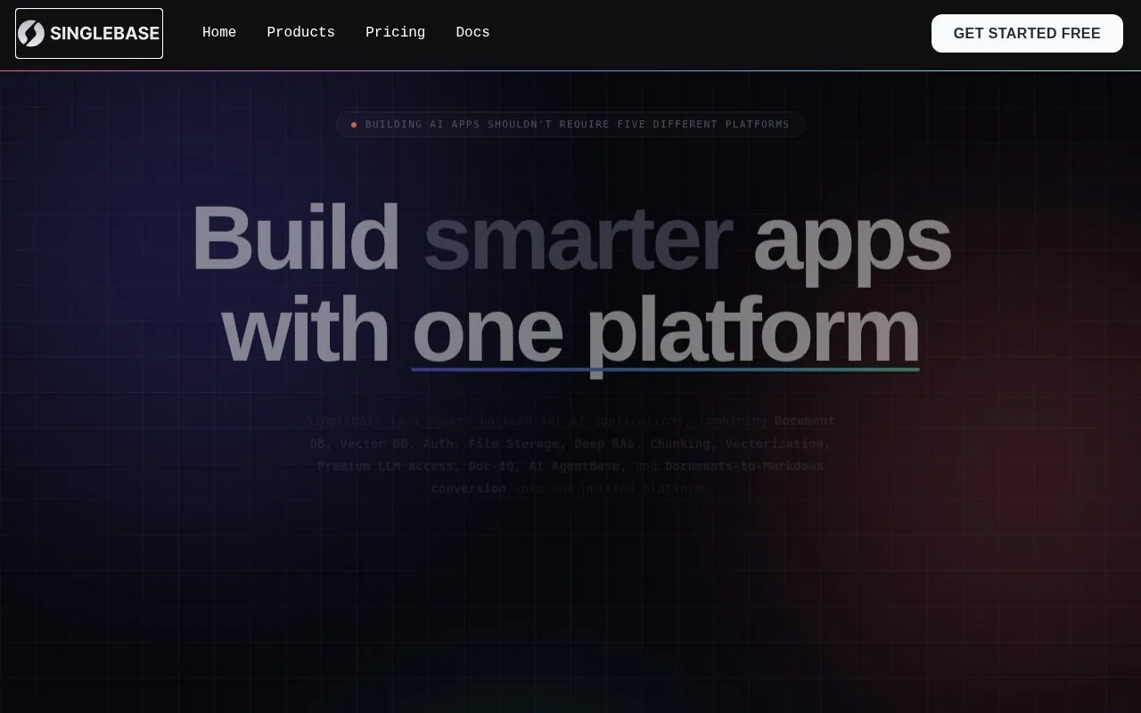SinglebaseCloud homepage screenshot