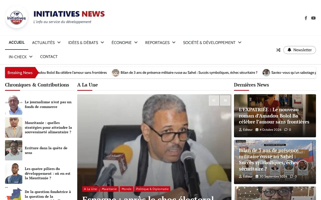 Initiatives News homepage screenshot