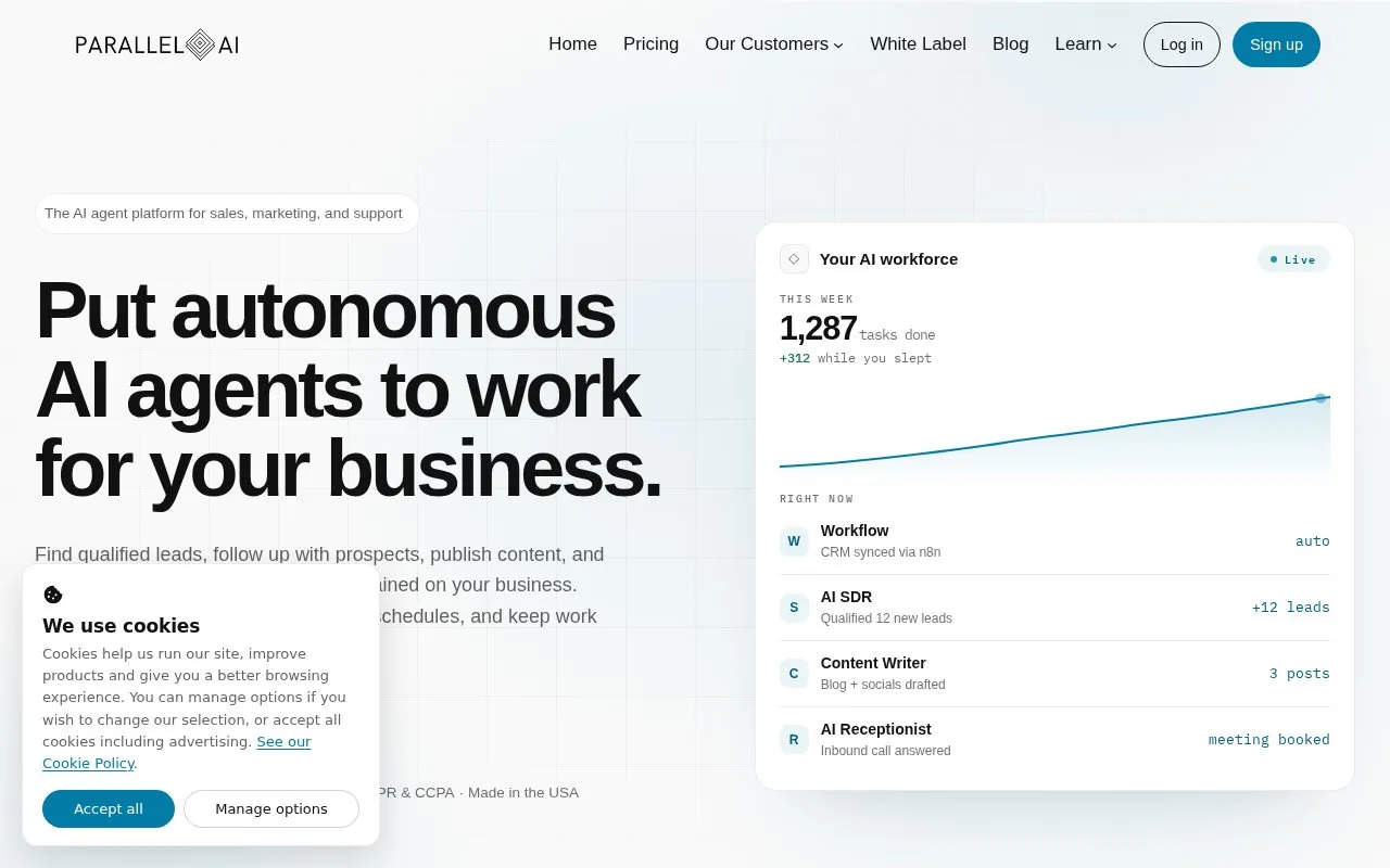 Parallell AI homepage screenshot