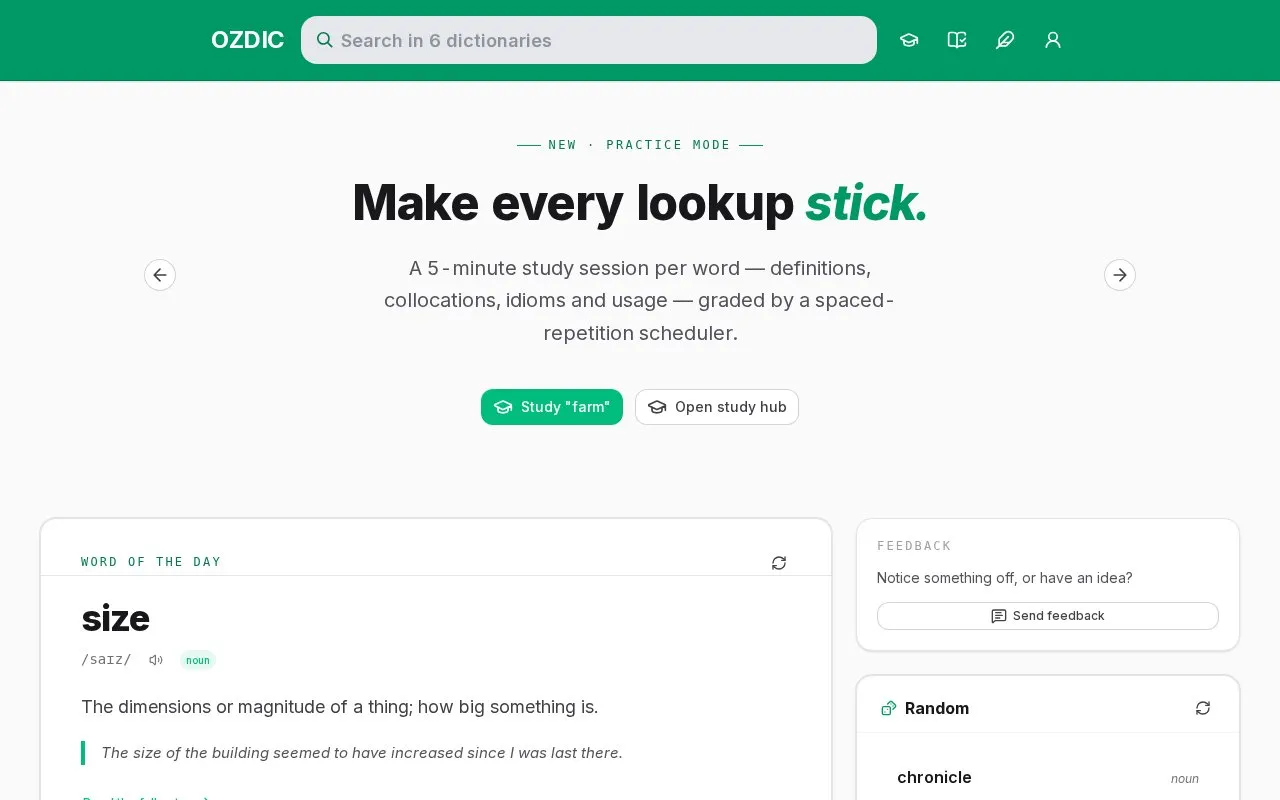 Ozdic homepage screenshot
