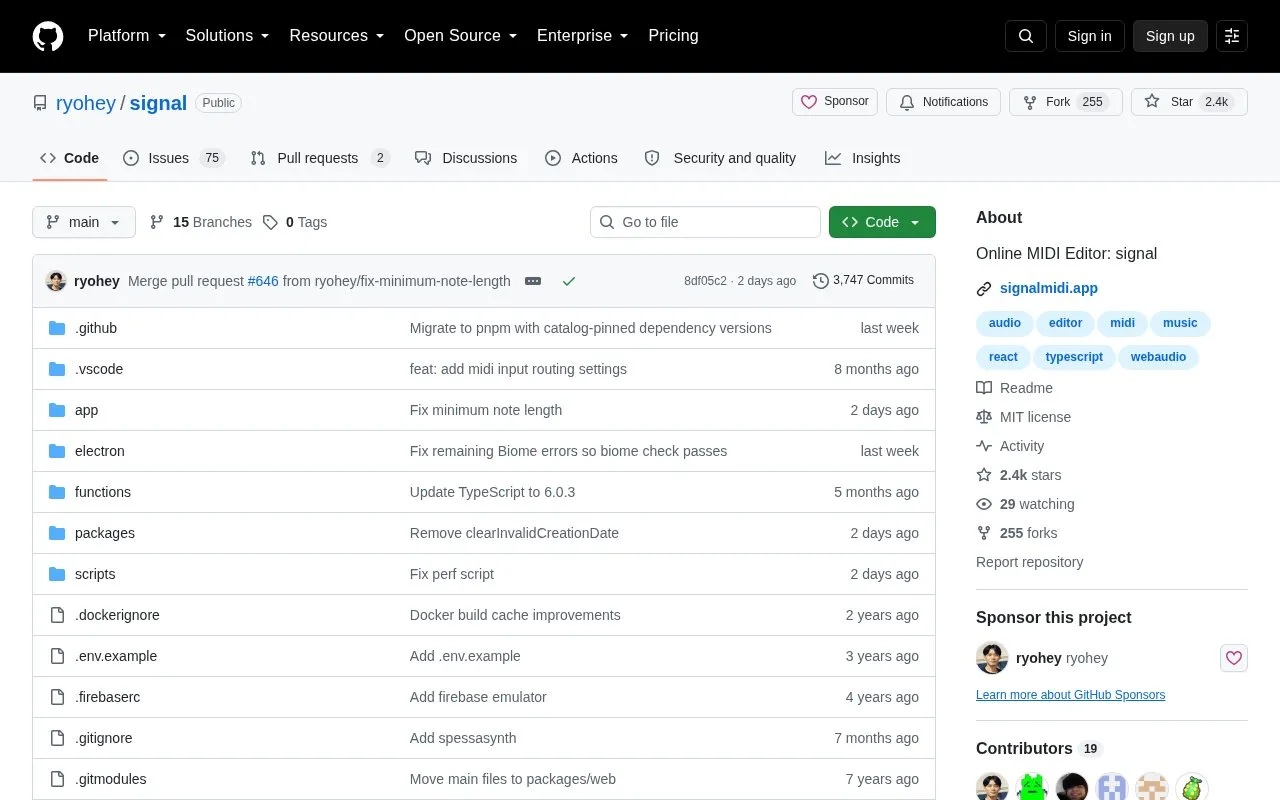 Signal homepage screenshot