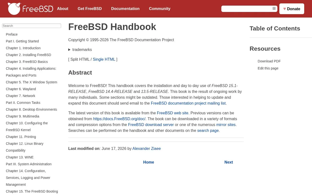 Docs homepage screenshot