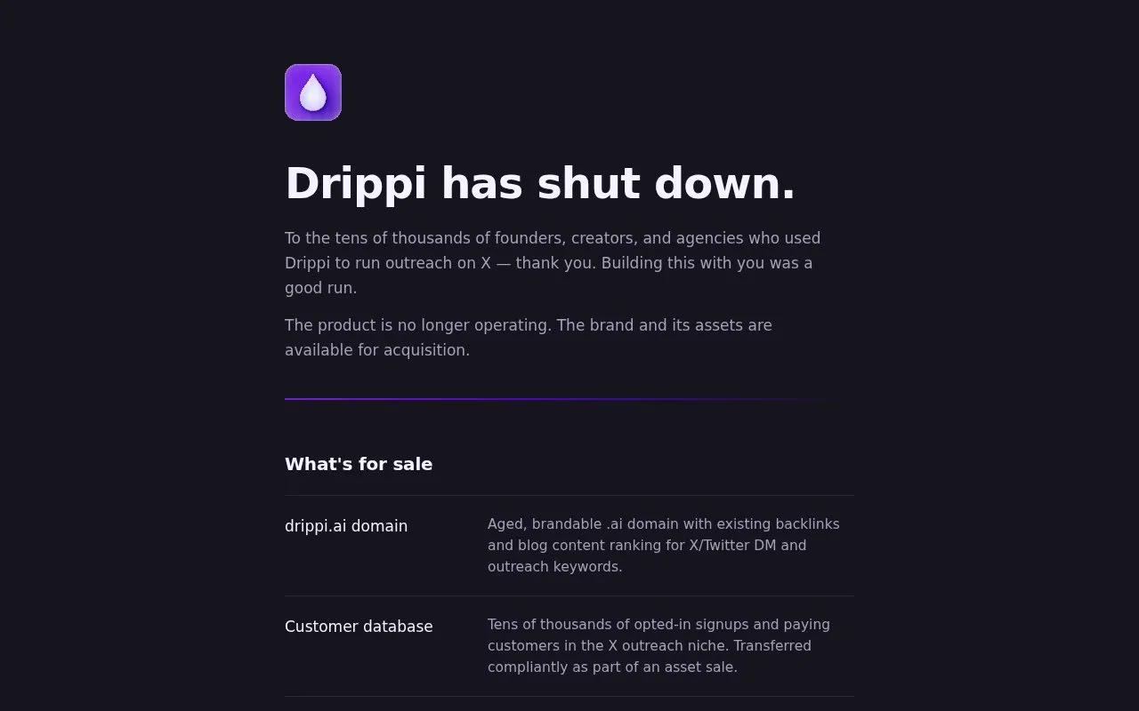 Drippi AI homepage screenshot