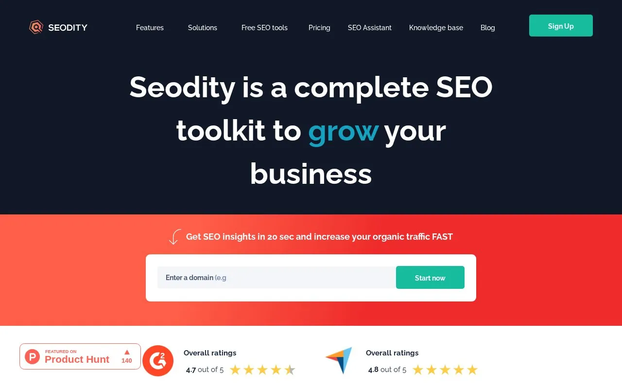 Seodity homepage screenshot