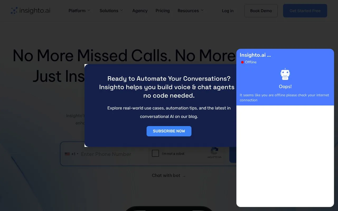 Insighto.ai homepage screenshot