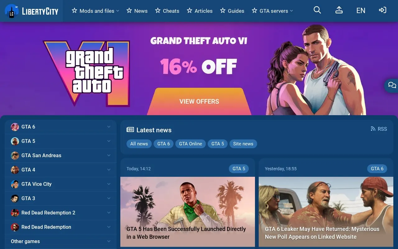 LibertyCity homepage screenshot