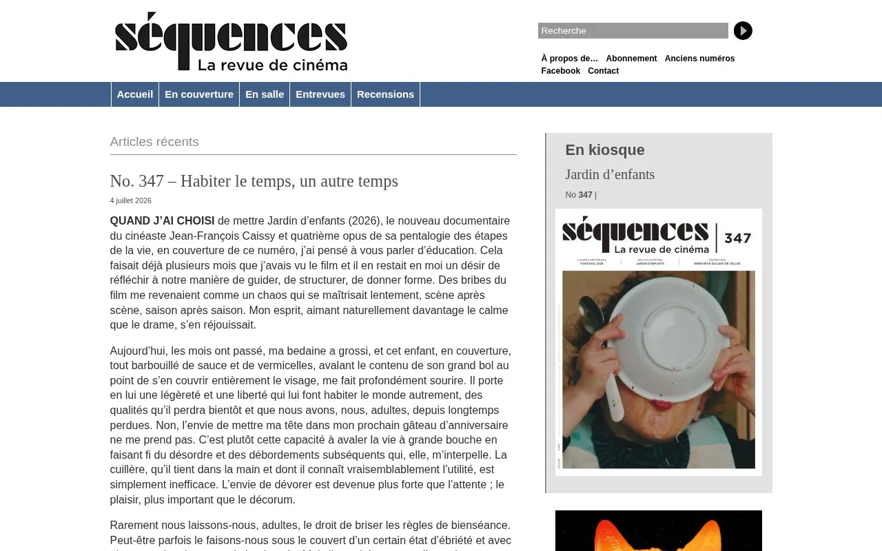 Séquences homepage screenshot