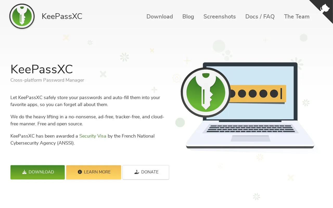 KeePassXC homepage screenshot