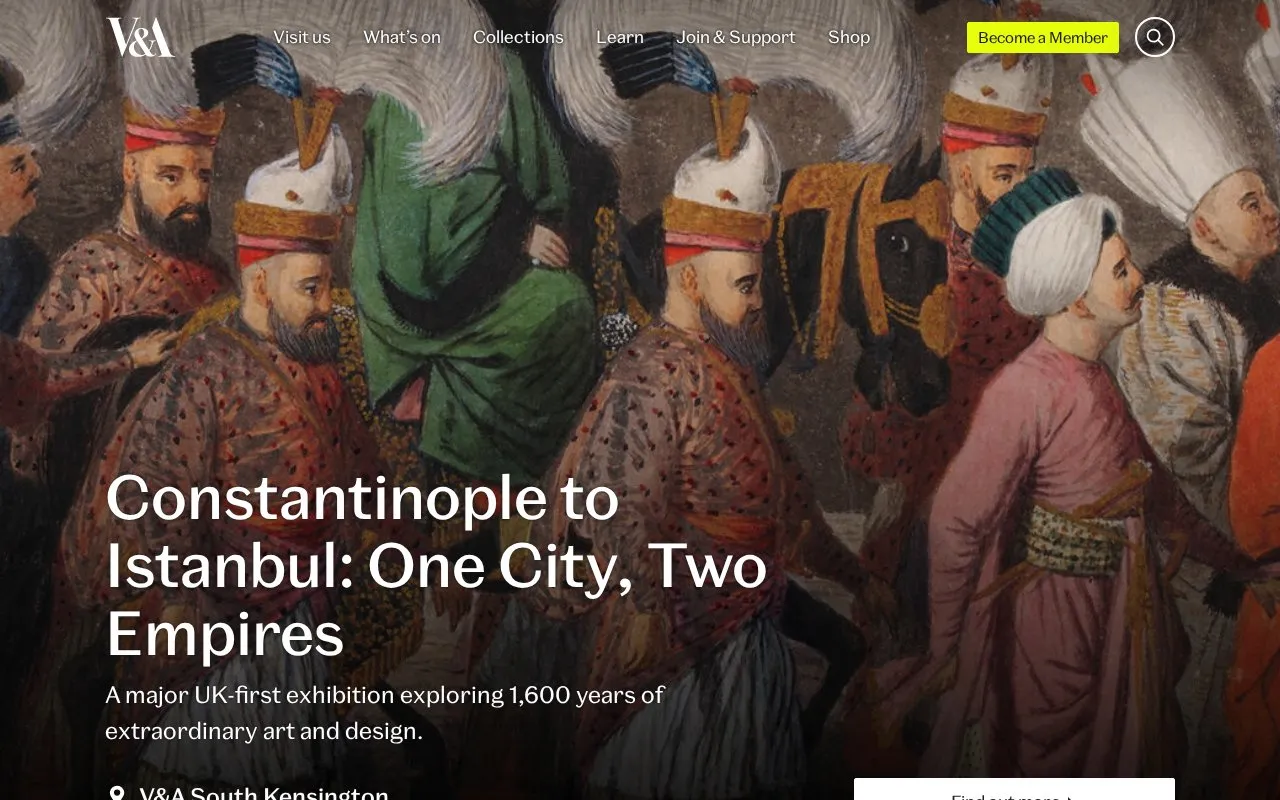 V&A homepage screenshot