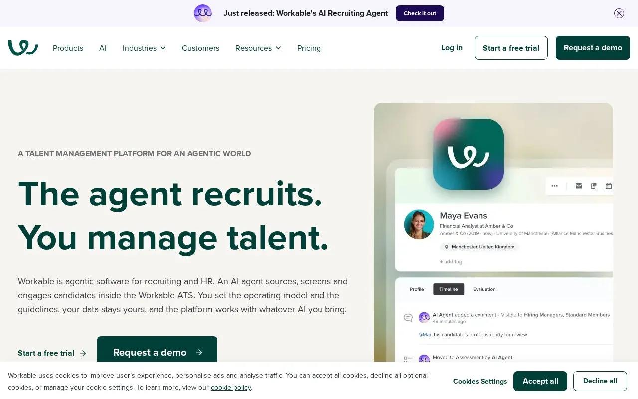 Workable homepage screenshot