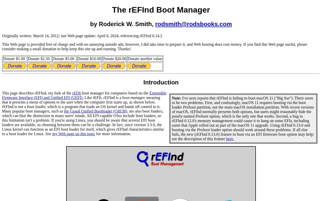 rEFind homepage screenshot