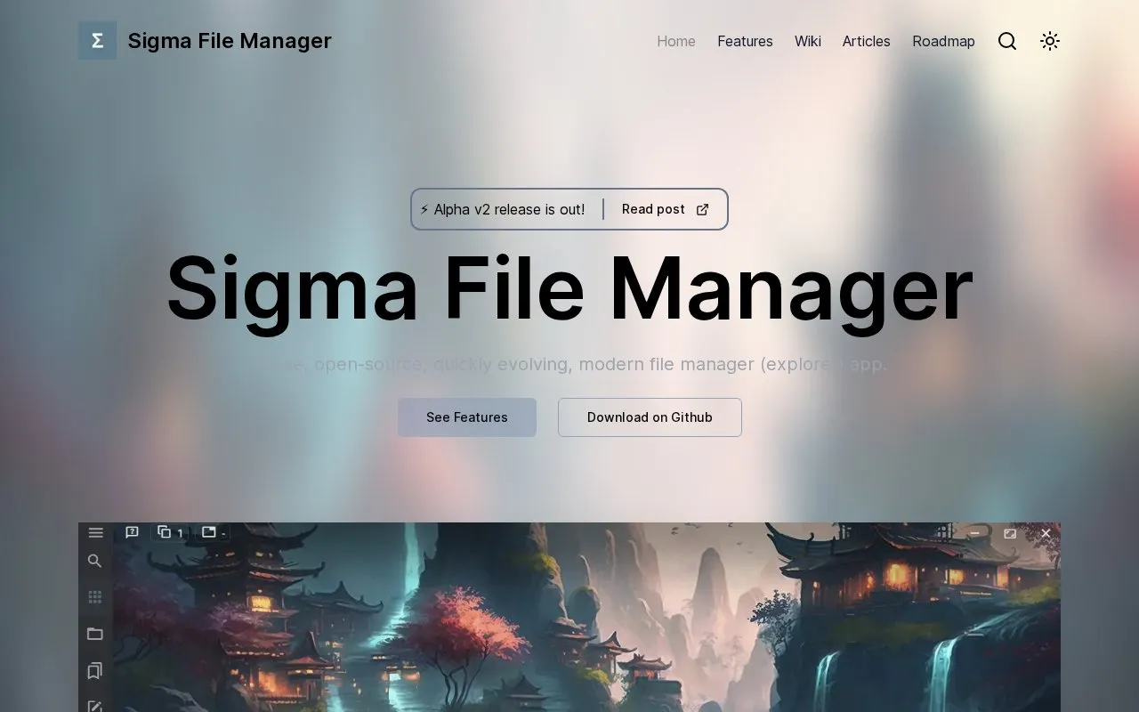 Sigma homepage screenshot