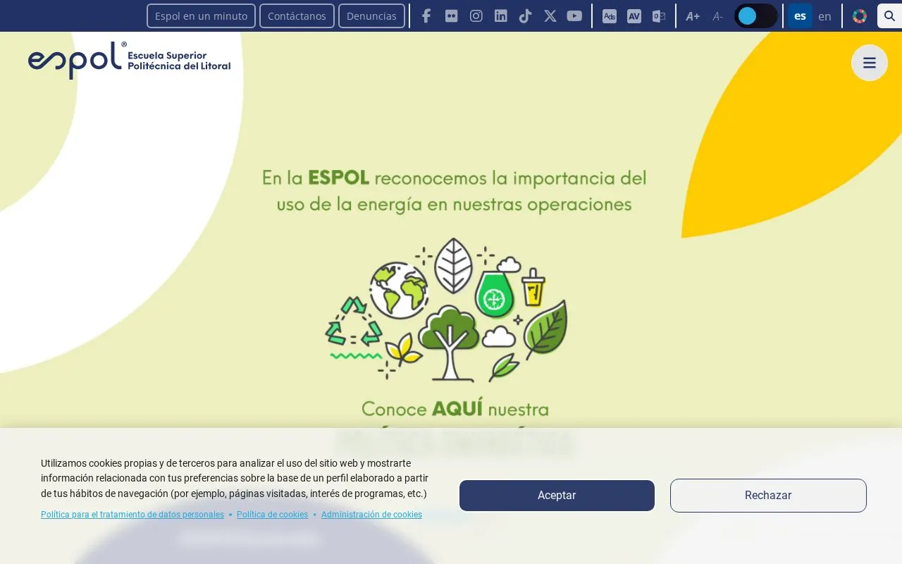 Escuela Superior Politécnica del Litoral homepage screenshot