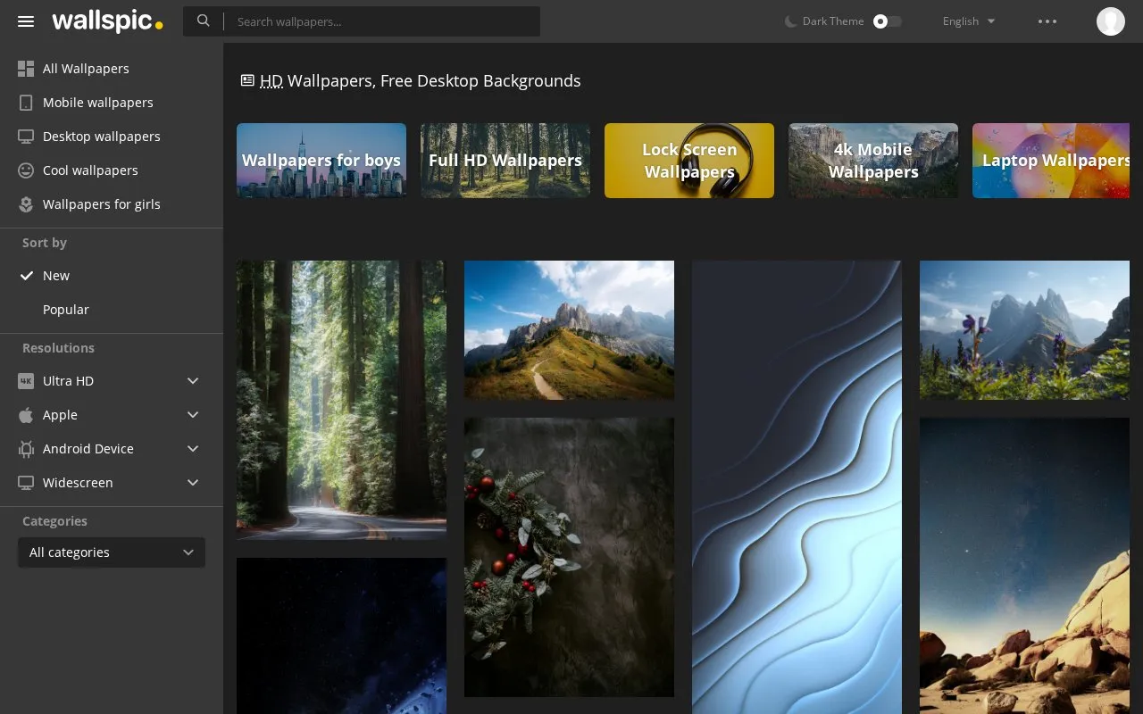 WallsPic homepage screenshot