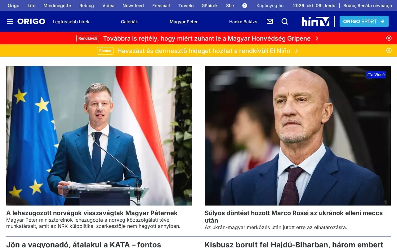 ORIGO homepage screenshot
