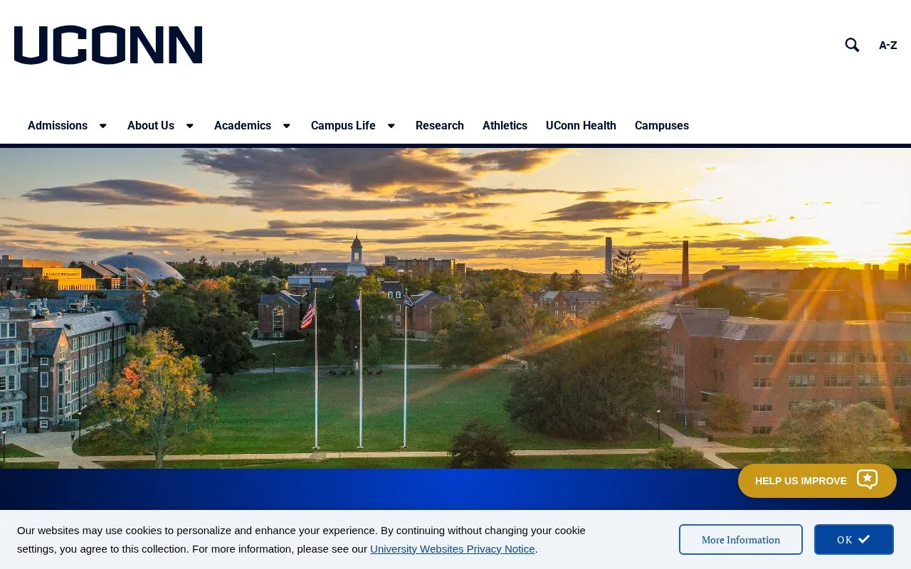 University of Connecticut, Storrs homepage screenshot