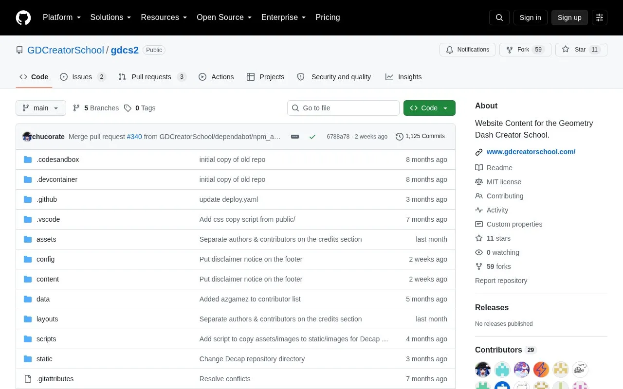 Gdcs2 homepage screenshot
