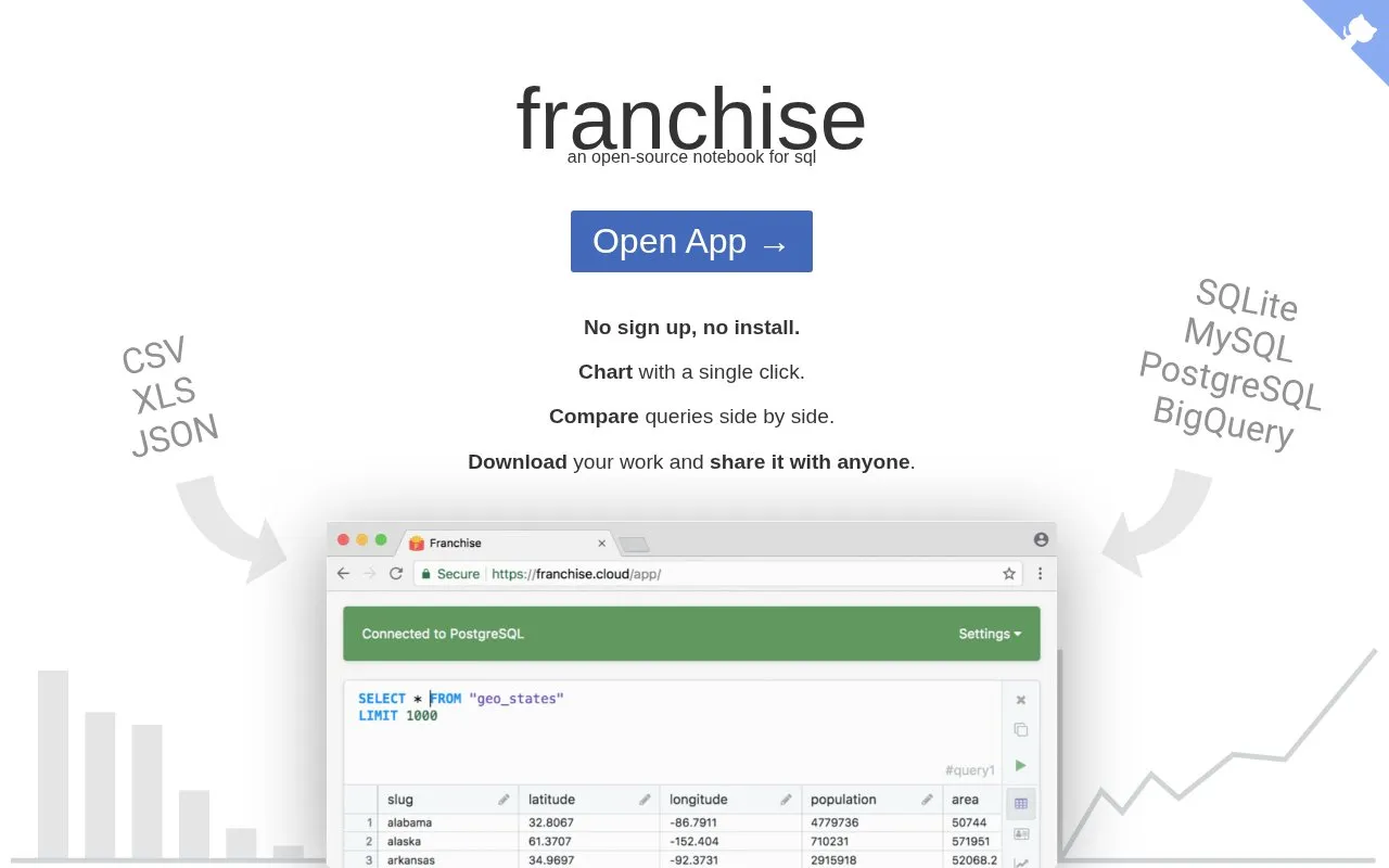 franchise homepage screenshot