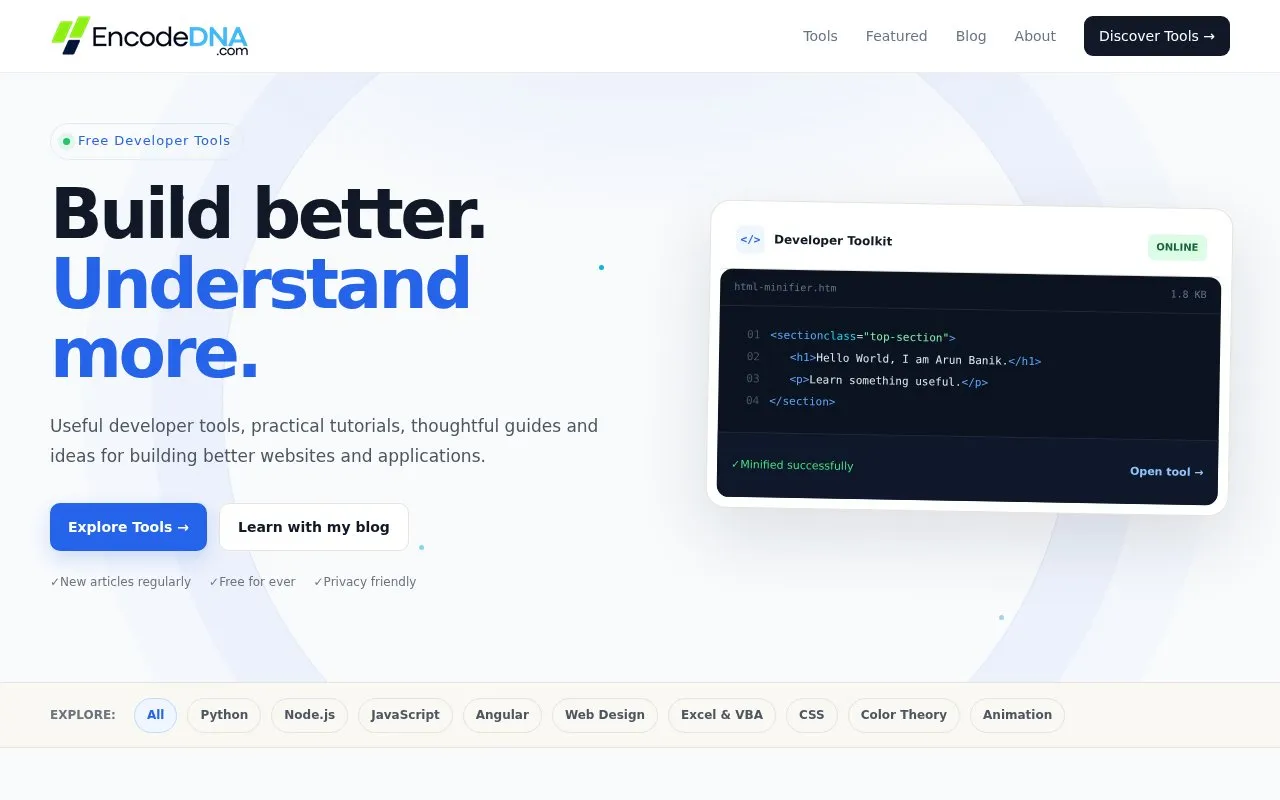 Encodedna homepage screenshot
