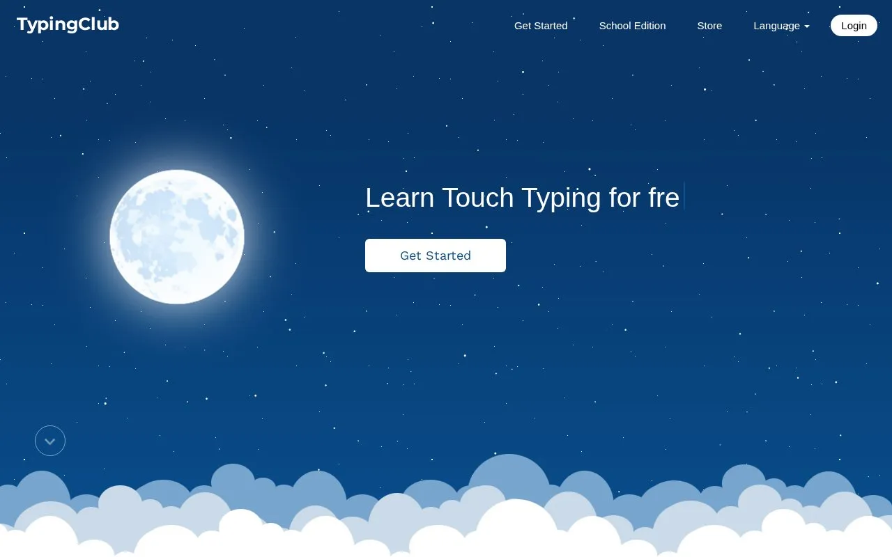 Typing Club homepage screenshot