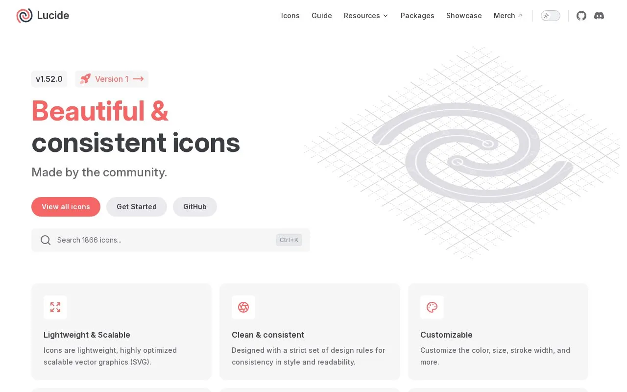 Lucide homepage screenshot