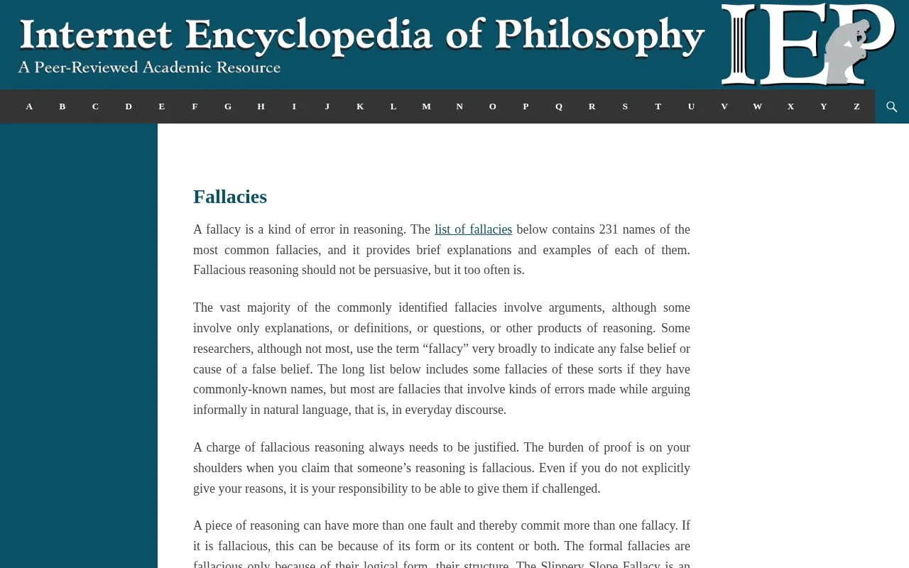 IEoP homepage screenshot
