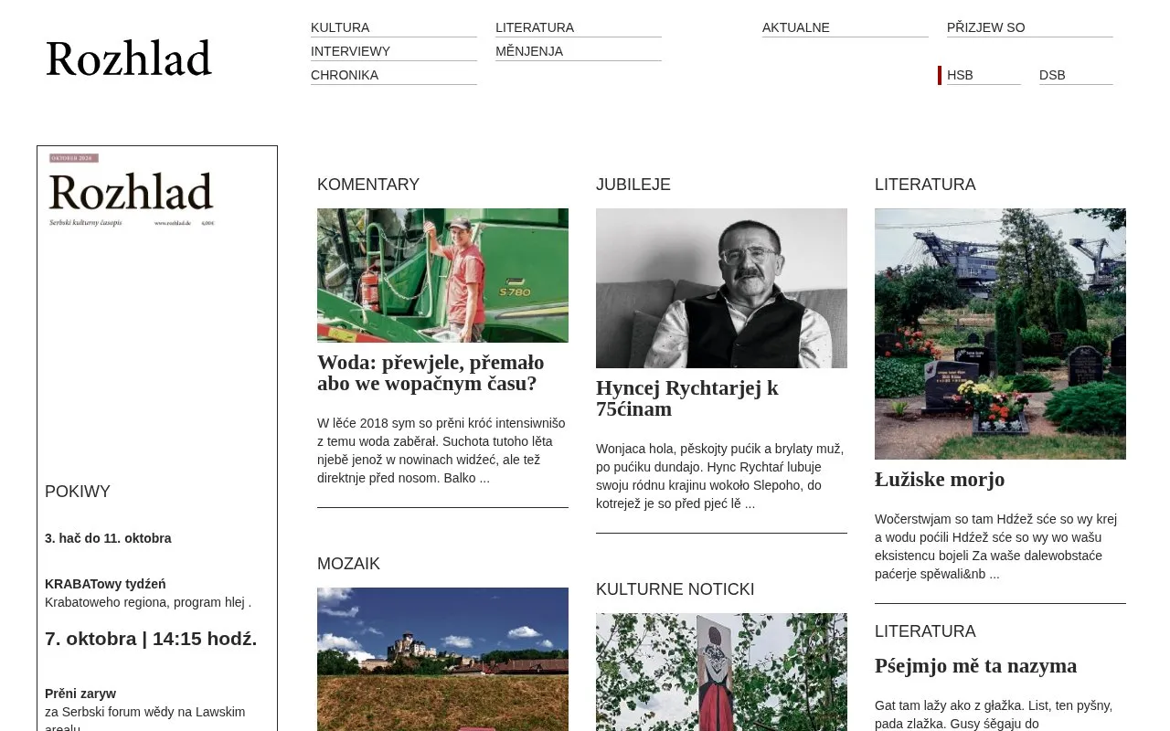 Rozhlad homepage screenshot