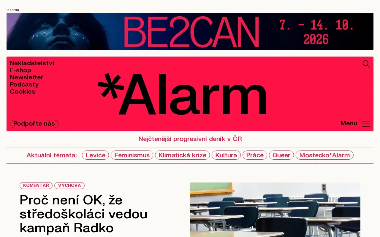 Deník Alarm homepage screenshot