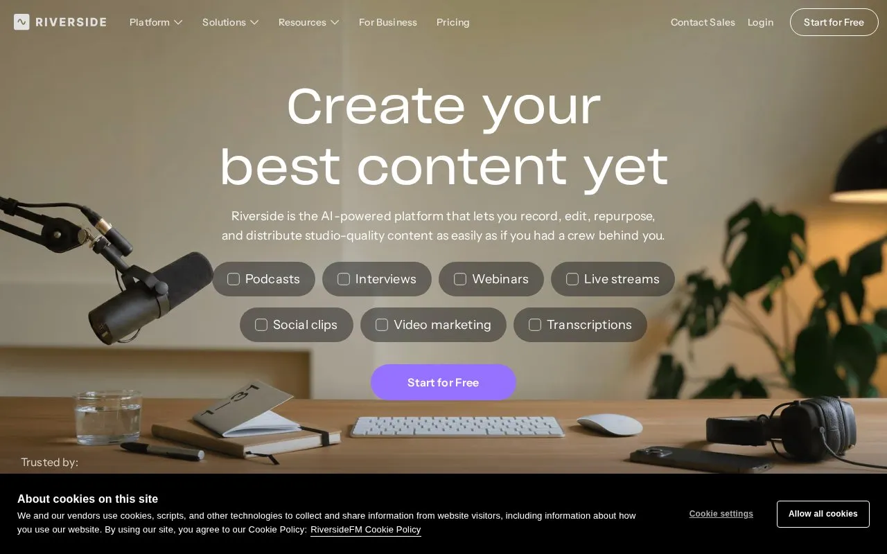 Riverside homepage screenshot