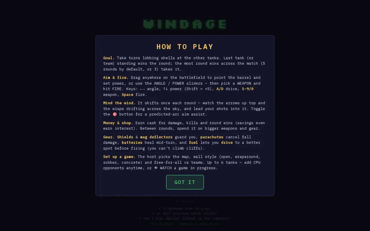 Windage homepage screenshot