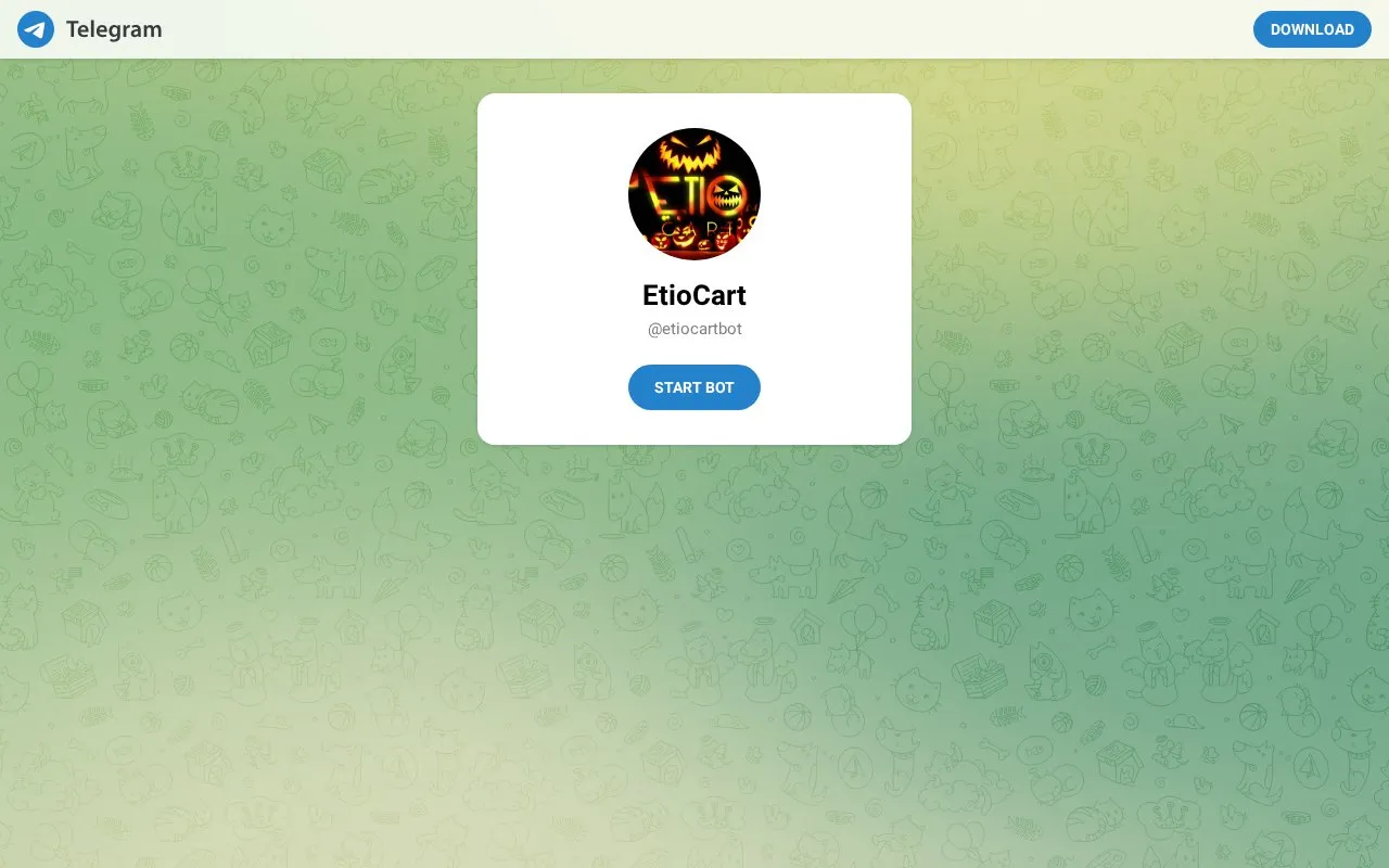 @etiocartbot homepage screenshot