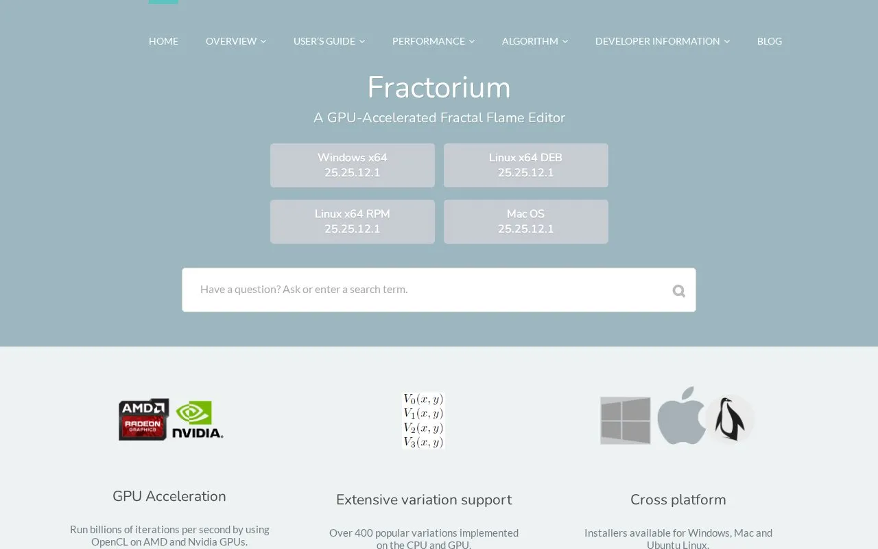 Fractorium homepage screenshot