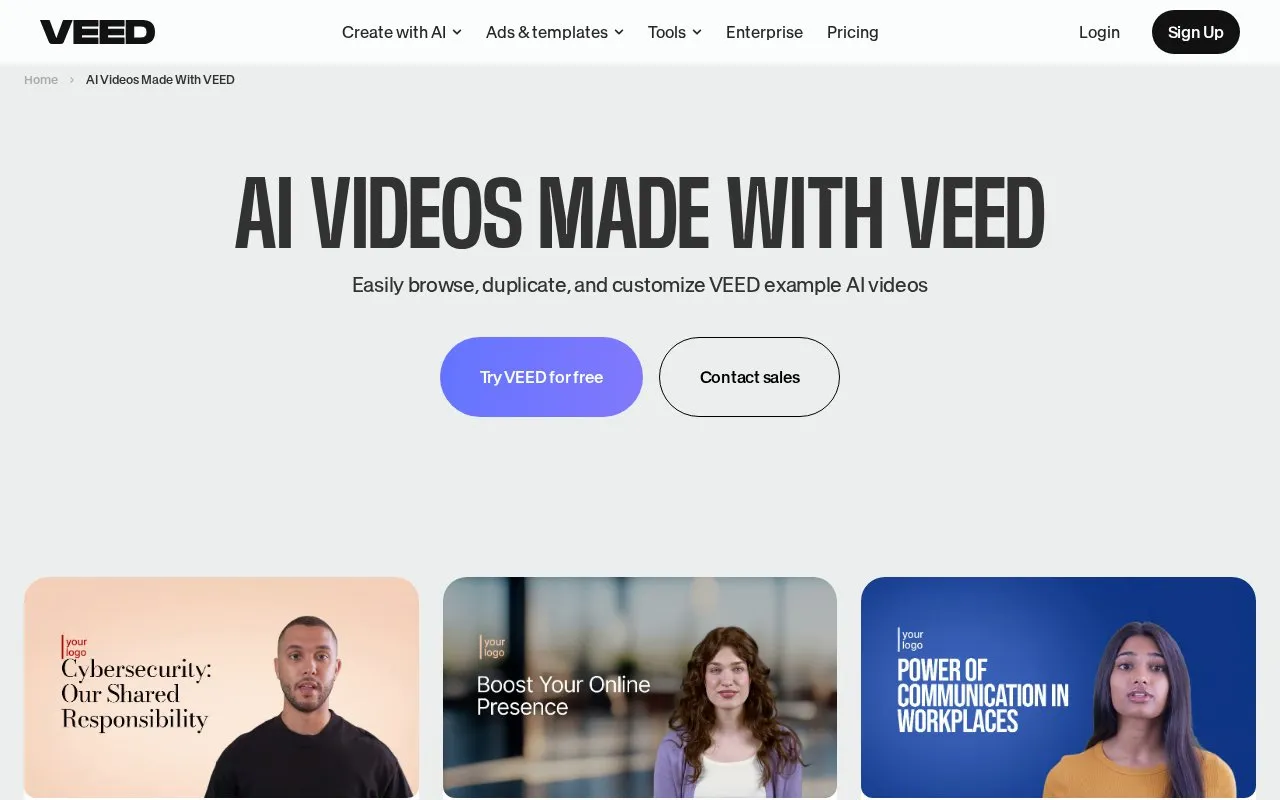 veed.io homepage screenshot