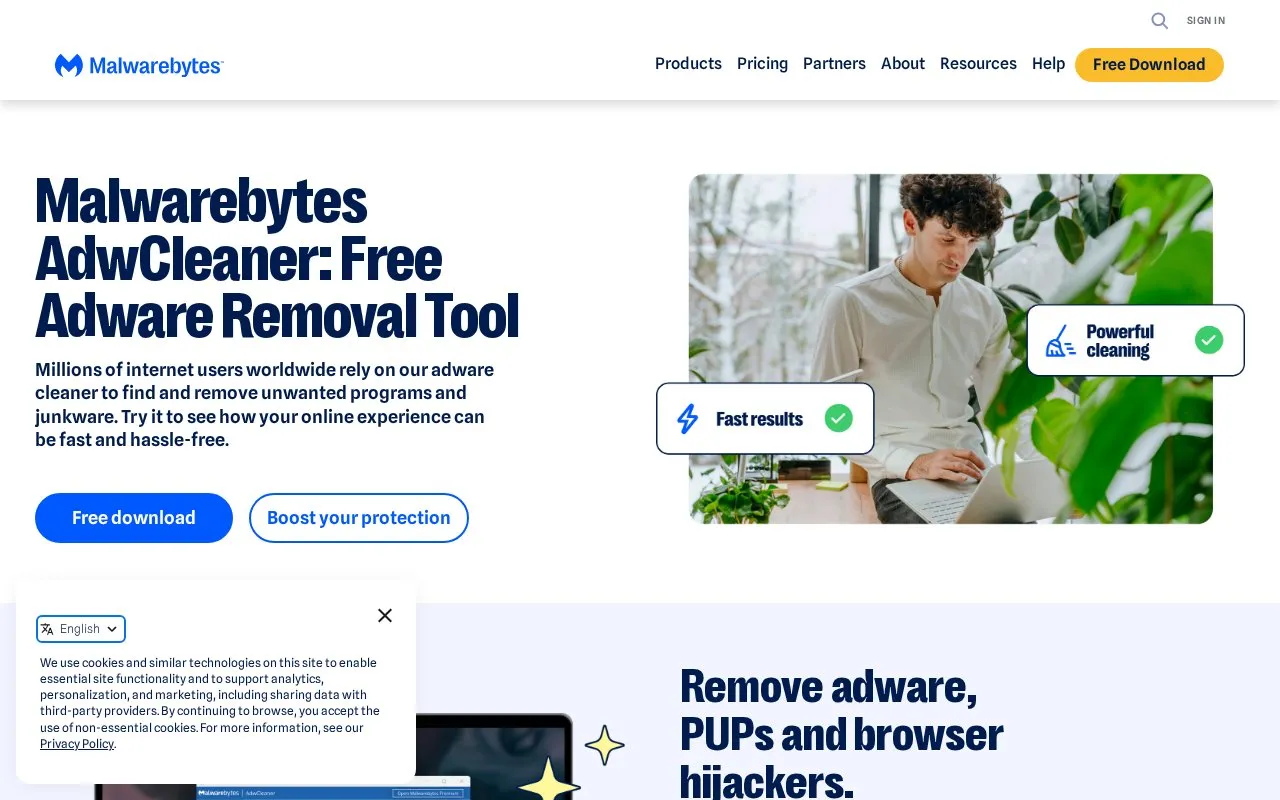 AdwCleaner homepage screenshot
