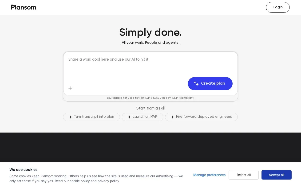 Plansom homepage screenshot