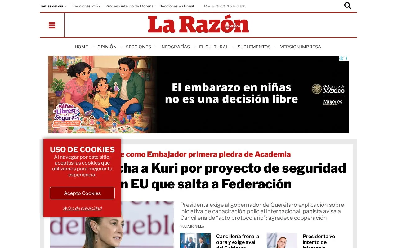 La Razón homepage screenshot