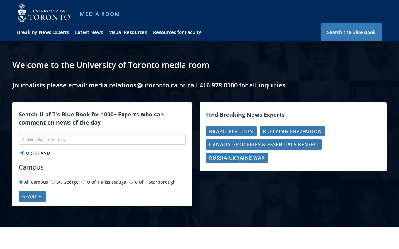 Media Room & Blue Book homepage screenshot