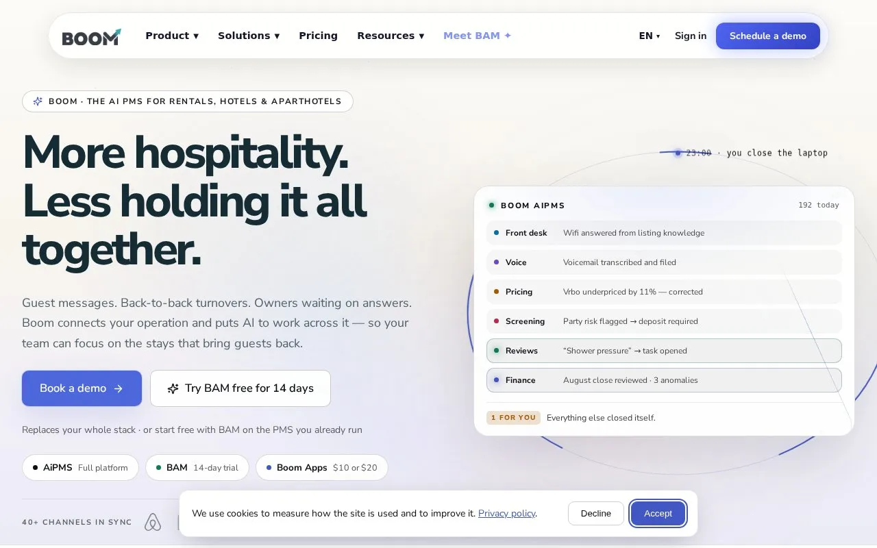 Boom homepage screenshot