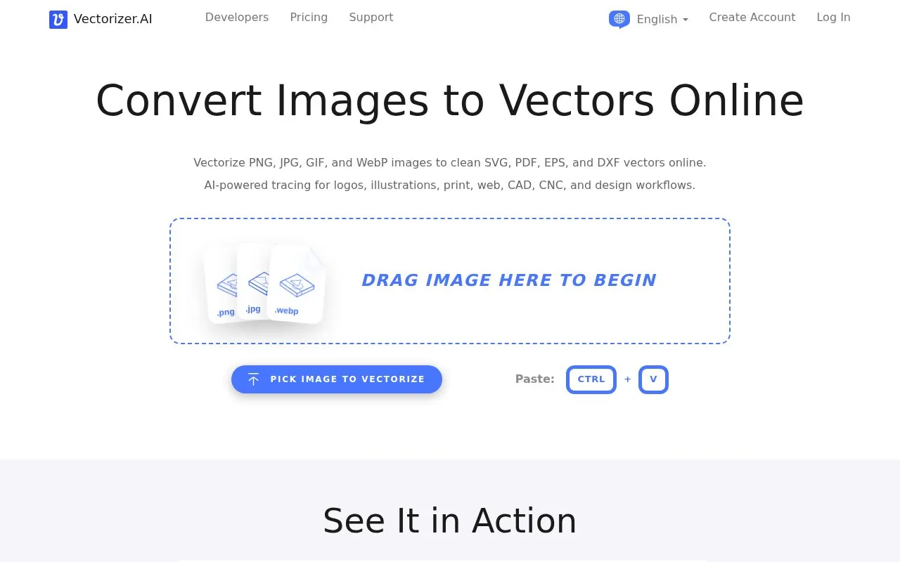 Vectorizer.AI homepage screenshot