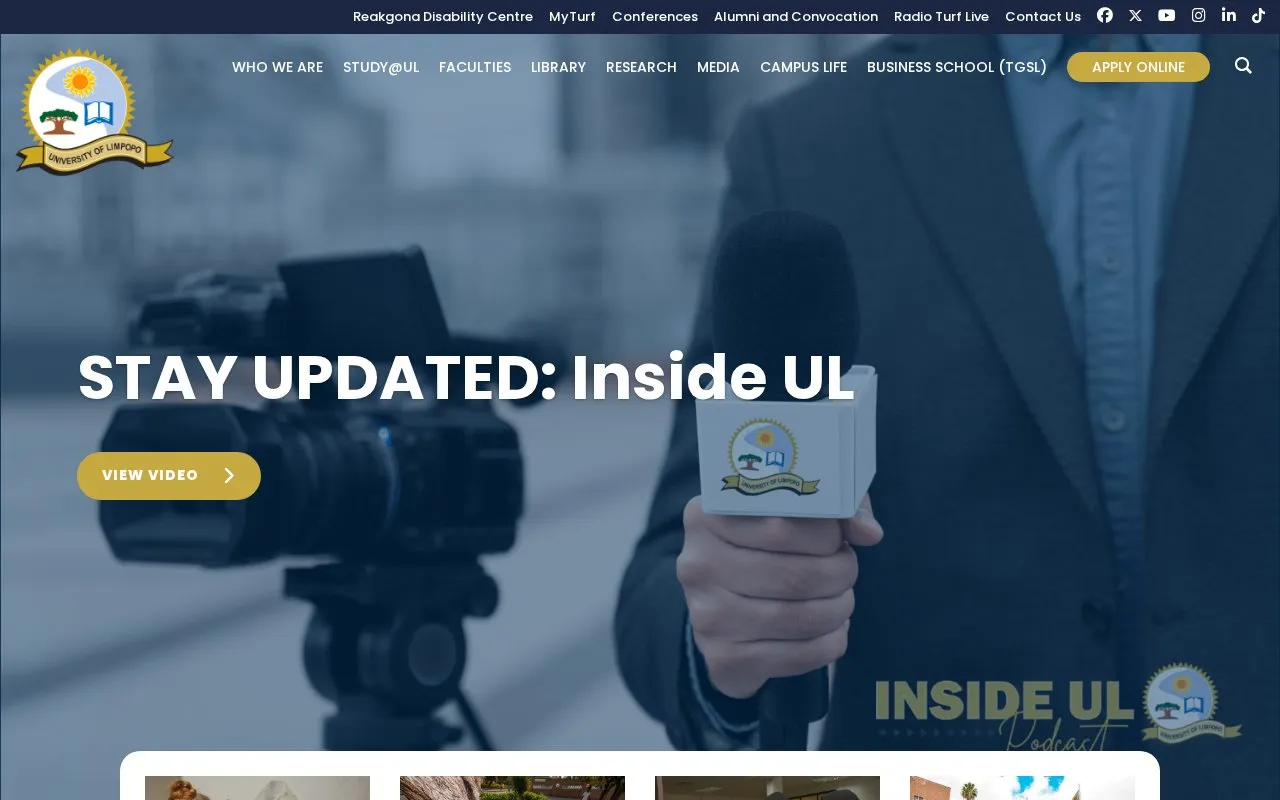 University of Limpopo homepage screenshot