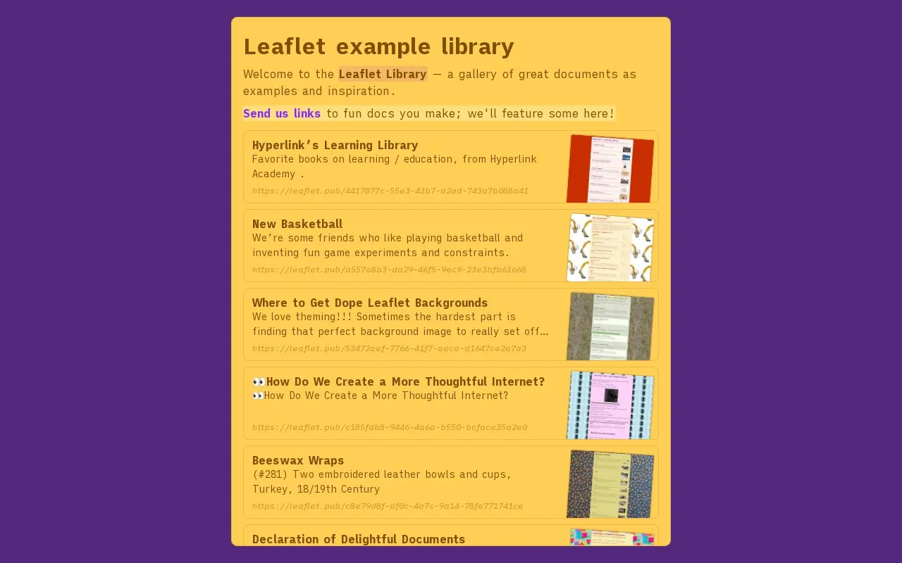 Examples homepage screenshot