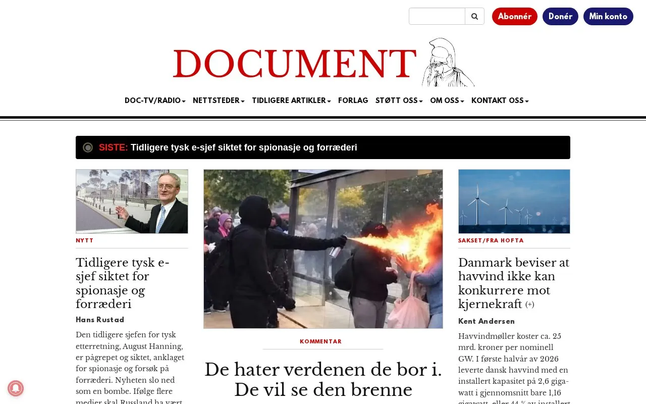 Document homepage screenshot