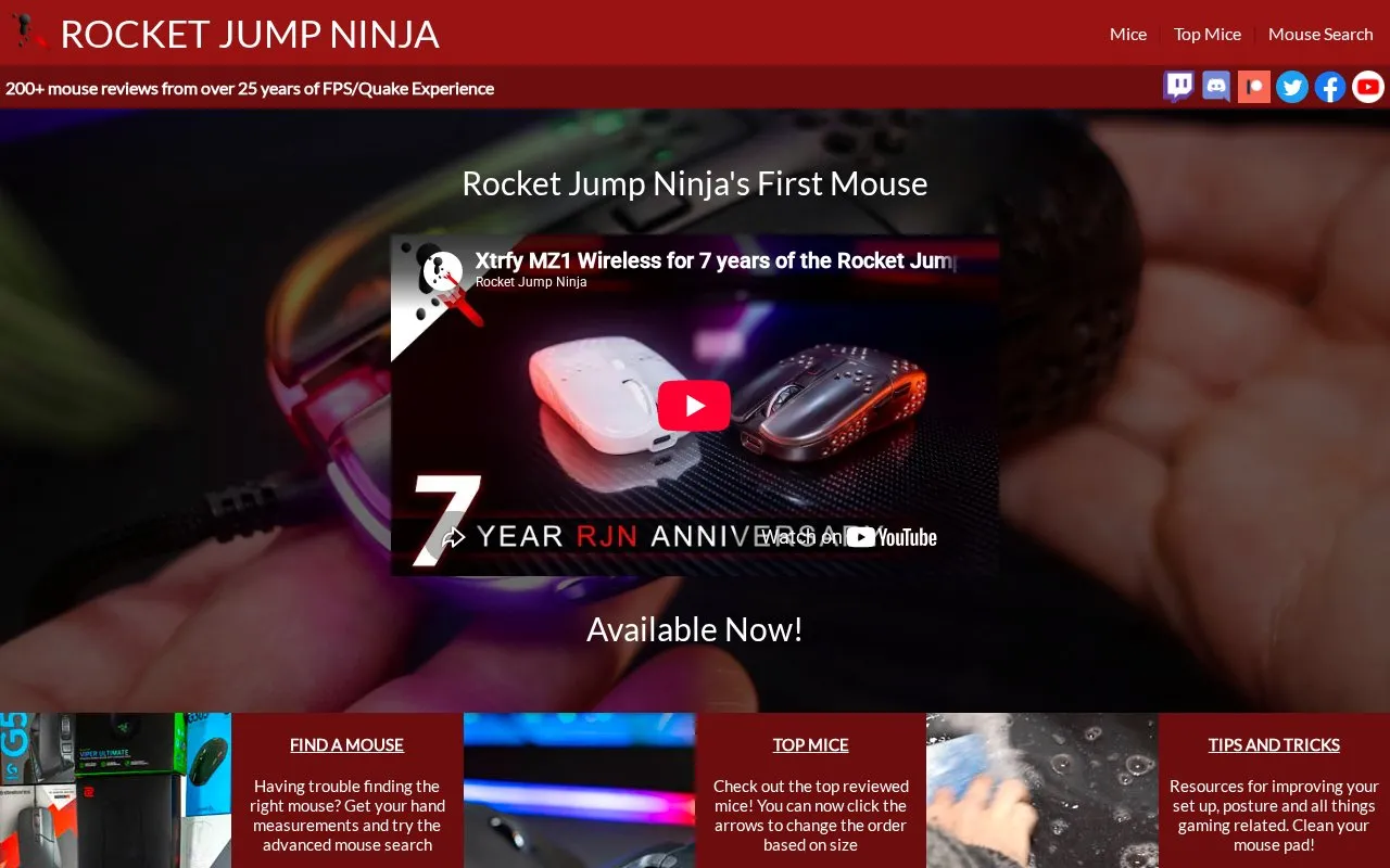 RocketJumpNinja homepage screenshot