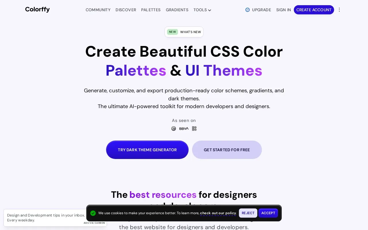 Colorffy homepage screenshot